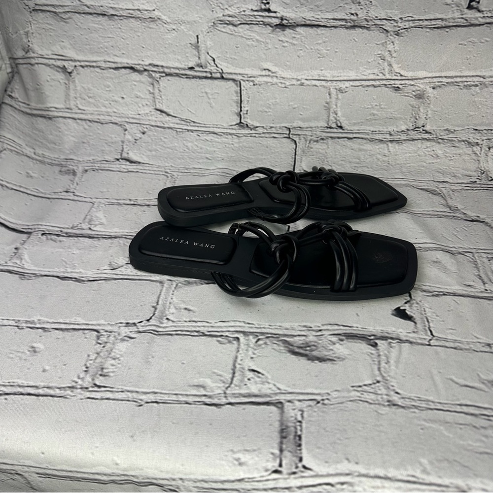 Azalea Wang Stetson Sandal Slip-on Slide Sandals Knotted Black